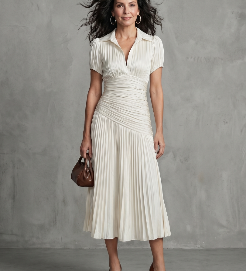 Claire | Midi-Kleid mit geraffter Taille