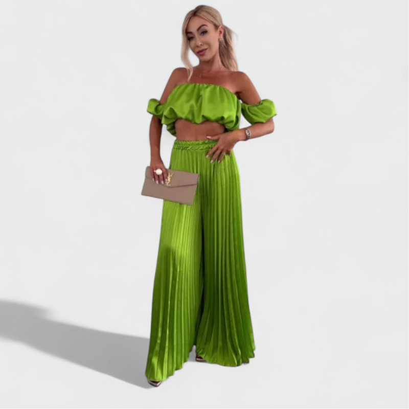 Mariah | Damen Cropped Set und Plissierte Hose