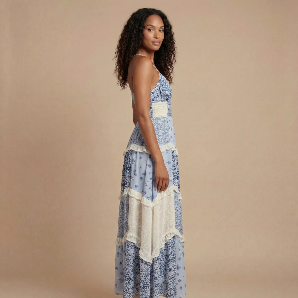Ellie | Damen Hochzeitsgast Blumenv Maxi-Kleid