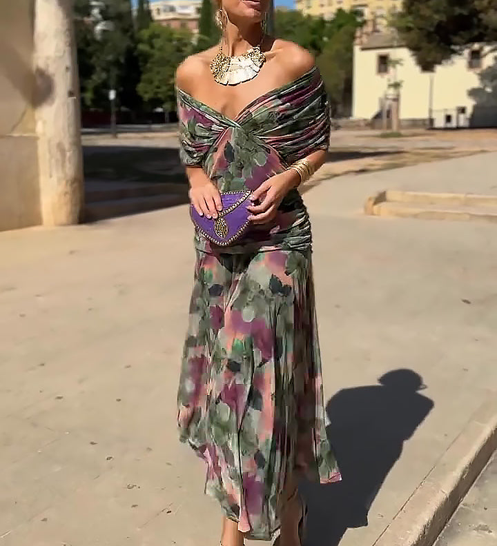 Louise | Elegantes Maxikleid mit V-Ausschnitt