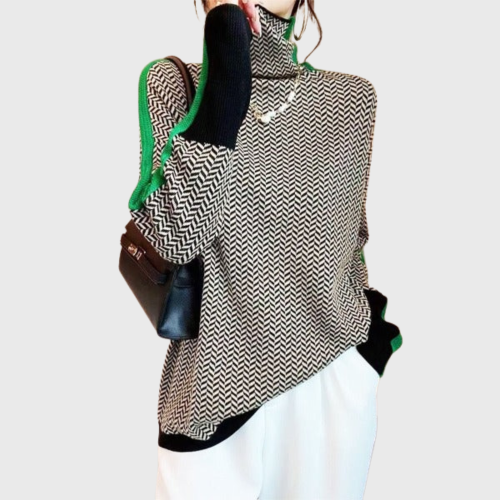 Kinga | Gestreifter Pullover mit elegantem Rollkragen