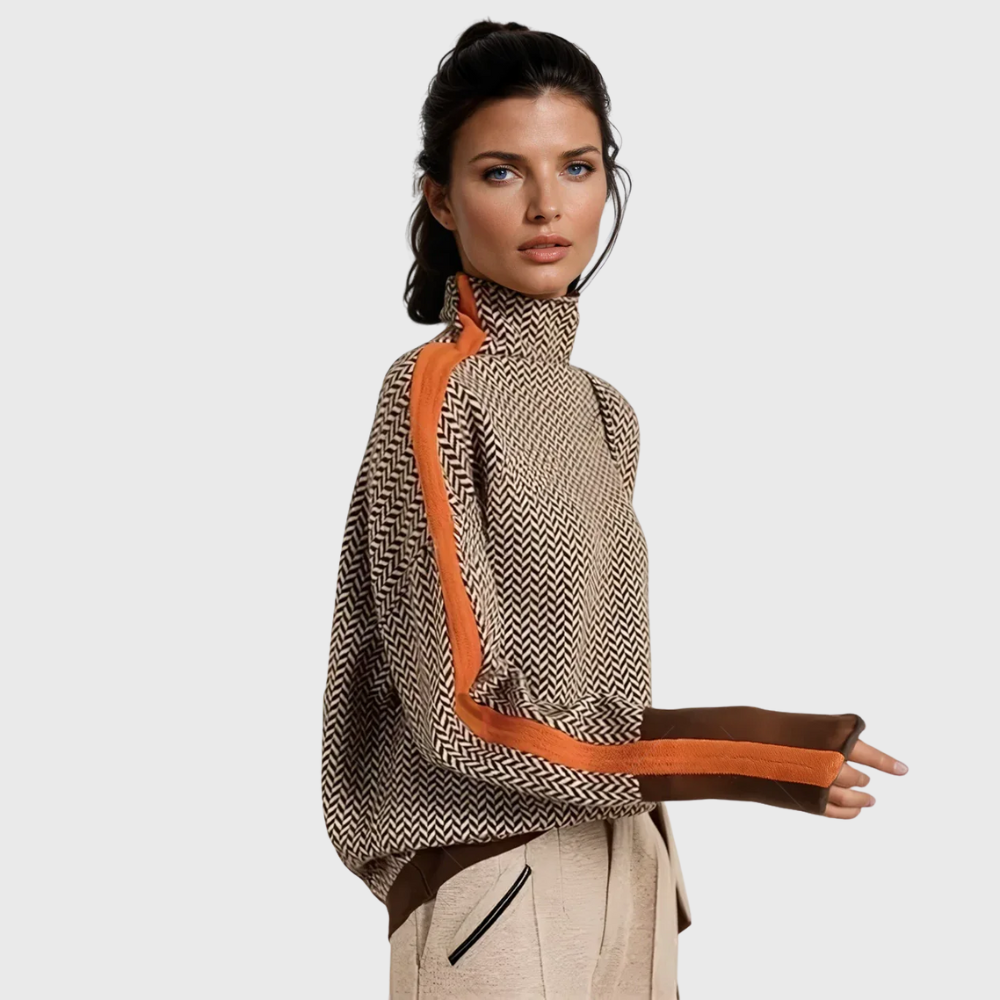 Kinga | Gestreifter Pullover mit elegantem Rollkragen