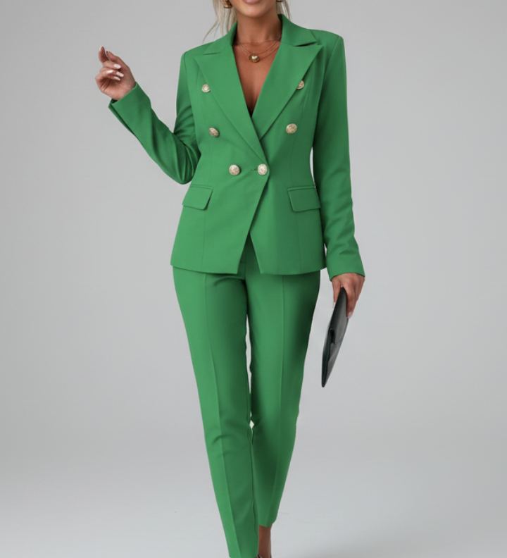 Charlotte | Damenanzug-Set mit geknöpftem Blazer und geraden Hosen